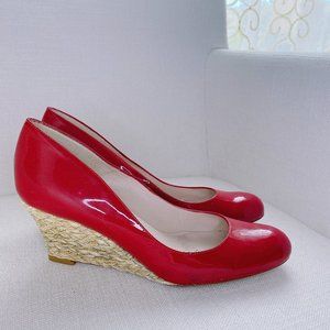 LK Bennet Red Patent Leather Espadrille Wedge